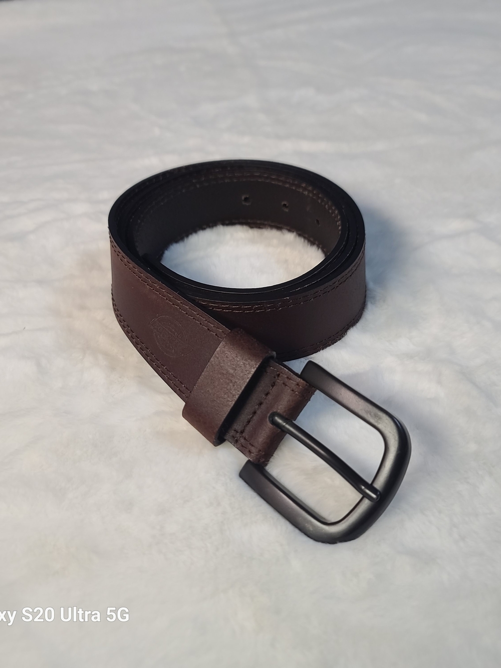Dickies Brown Leather Belt with Matte Black Buckle